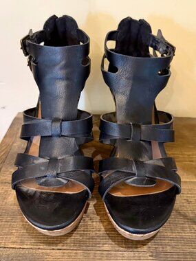 ANA by RabLabs Anna Massey Black Cork Wedge heel